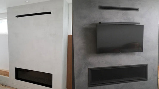Projects using two different colour plaster for fireplaces