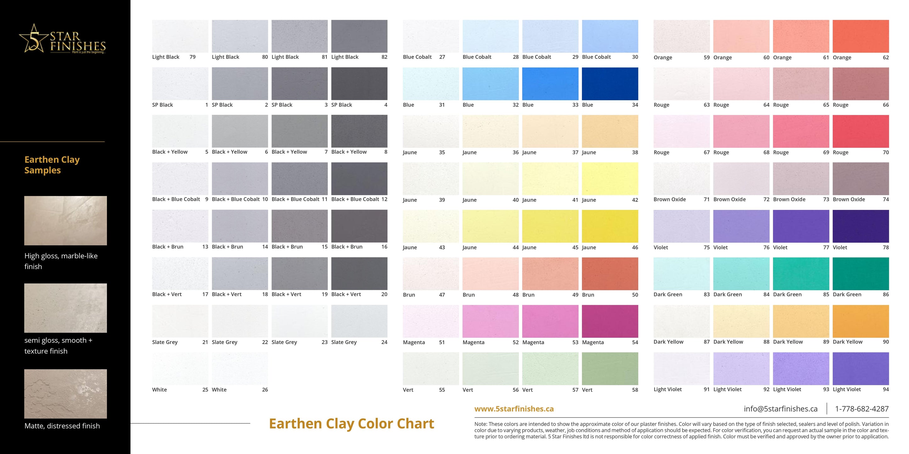 Venetian Plaster Color Chart | Microcement Color Chart – 5 Star ...