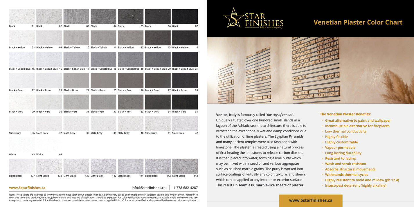 Venetian Plaster Color Chart | Microcement Color Chart – 5 Star ...